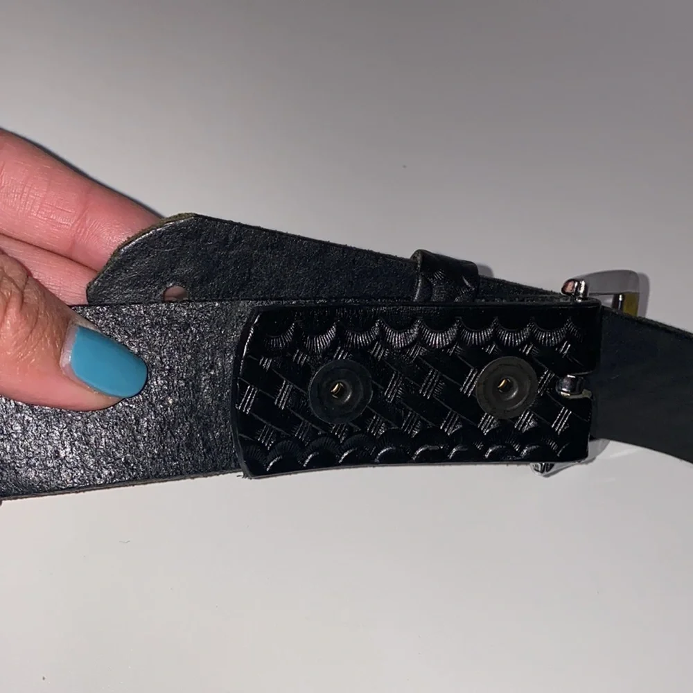 Police Law Pro Top Black Grain Leather Basket Weave Belt